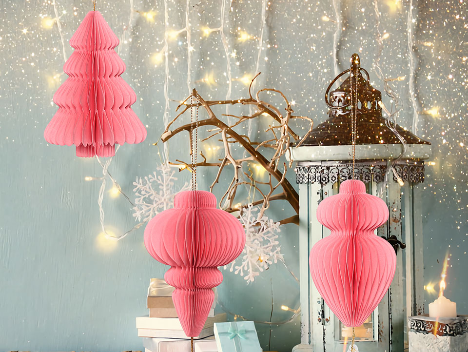 Pink Christmas Paper Honeycomb Ornaments-01.jpg